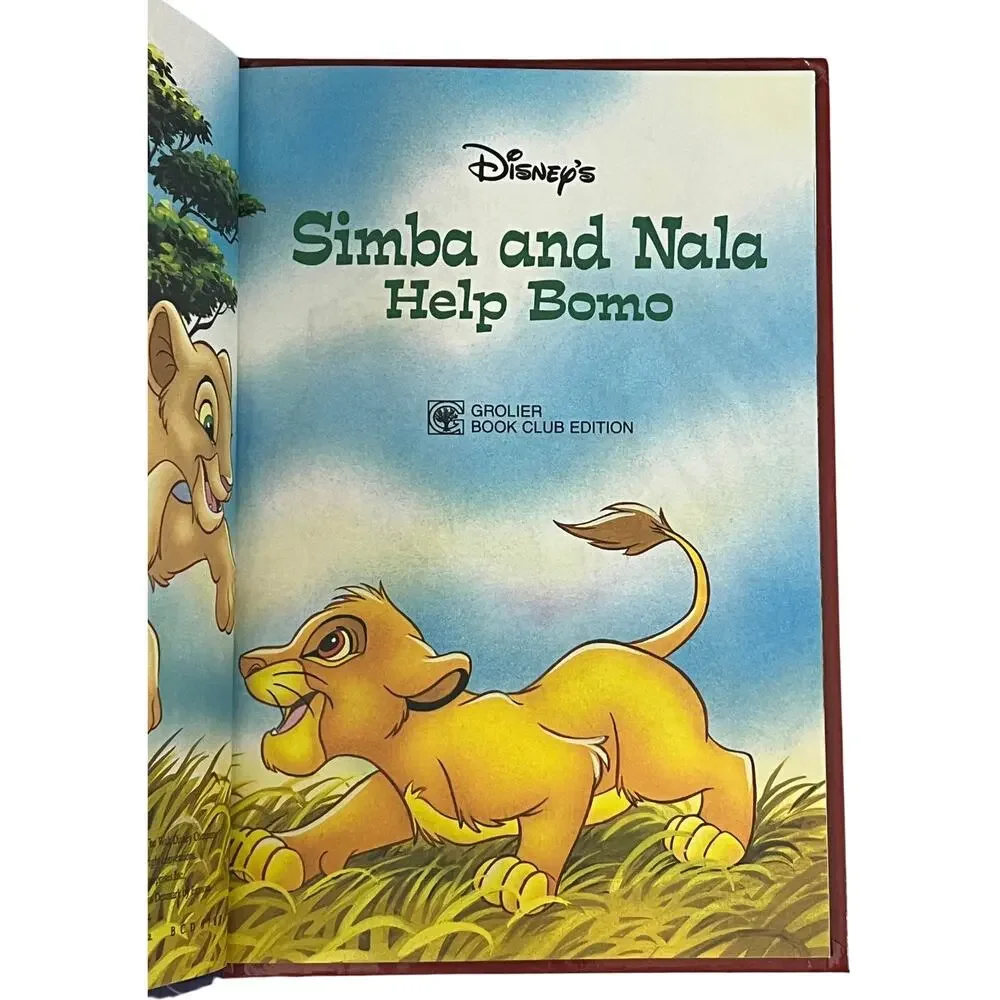 Disney Simba and Nala Help Bomo Hardcover Vintage 1995 Lion King Story